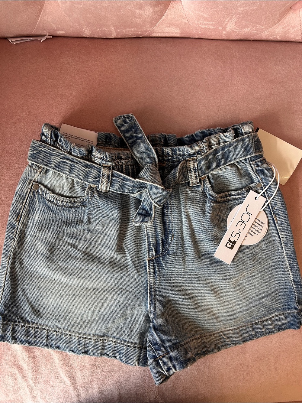 Joe's Jeans Light Wash Denim Paperbag Waist Kids Shorts - Blue